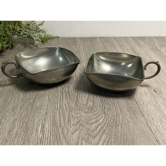 Set Of 2 Vintage KDM Holland Pewter Candle Holders Coasters With Finger Loop - Picture 1 of 11